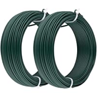 Amagabeli 2.4MM X 100M X 2PCS Rollo de Alambre Recubierto Alambre de Jardín Esgrima Alambre Inoxidable de PVC Verde para…
